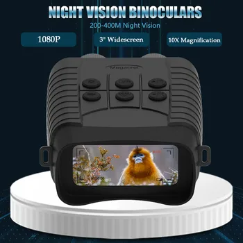 Megaorei Infravermelho Binóculos de Visão Noturna 3inch 1080P 4X/10X Zoom Digital de Visão Noturna Âmbito da Câmara de Vídeo da Noite de Camping Pesca