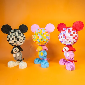 Disney Mosaico De Mickey Mouse Plástico Mini Blocos De Desenhos Animados Modelo De Montagem De Construção De Blocos De Tijolo Figuras De Ação Presente Da Decoração Brinquedo