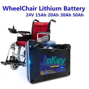 24V 15Ah 20Ah 30Ah 50Ah bateria de lítio de enrolamento de motor elétrico de cadeira de rodas, bateria recarregável +3A carregador