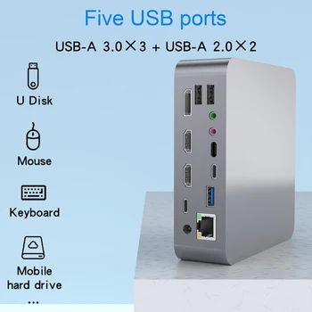 M1 Usb C Docking Station MST 18-Em-1 Triple Display Type C Dock USB C 3.1 Divisor de 4K HDMI VGA USB3.0 RJ45 SD/TF Para o Macbook