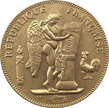 24-K banhado a ouro 1887 França 50 francos, moeda CÓPIA
