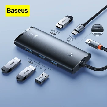 Baseus Extensor USB Typec Expansão Dock Multi-Port Hub 3.0 o Divisor de Rede Multi-Conversor de Interface para Computador Notebook