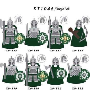 Koruit KT1046 Senhor de Rohan Capacete Guerreiro Arma Escudo Armadura de Cavaleiro Medieval Acessórios de Figuras de Ação Blocos de Construção de Brinquedos
