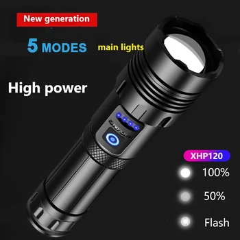 ZK30 Super Poderoso XHP120 Lanterna Led XHP90 de Alta Potência de luz da Tocha Recarregável Tática lanterna 18650 Usb Lâmpada de Acampamento