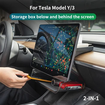 Tela da caixa de armazenamento Para o Tesla Model 3 Y 2019-2023 Central de controle de tela de 2-em-1 caixa de armazenamento de Tecido suporte de acessórios para carros