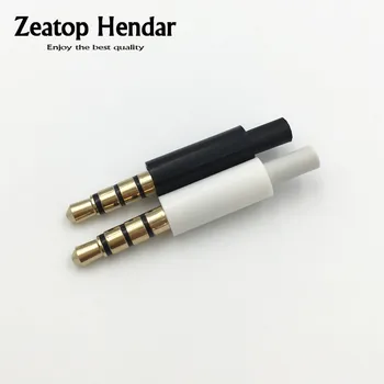 10Pcs Mini Estéreo de 3,5 mm para Fone de ouvido de 4 Pólos De 3,5 Áudio Plug Adaptador de Conector para o Iphone Branco e Preto banhado a Ouro