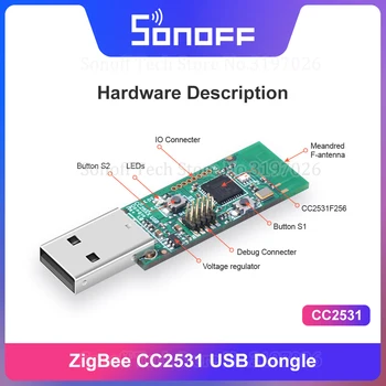 Sonoff Zigbee CC2531 Dongle USB Módulo de Placa Desencapada Pacote de Analisador de Protocolo de Interface USB Dongle Suporta BASICZBR3 S31 Lite zb