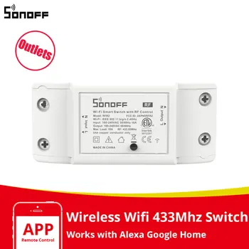 Itead SONOFF Tomadas RFR2 wi-Fi Disjuntor Módulo Interruptor Interruptor de RF 433Mhz Smart Home DIY Interruptor Funciona Com Alexa Inicial do Google ao Siri