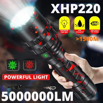 ZK40 5000000LM de Alta Potência XHP220 Potente Lanterna LED Tático Militar Tocha USB Camping Lanterna Impermeável Auto-Defesa