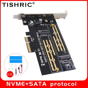 TISHRIC NVME/NGFF Dupla interface de placa de Adaptador PDM2-R2.0 M2 2280 SSD Cartão de NVME/NGFF para PCIE 4X 8X 16X PCI-Express E Placa Riser