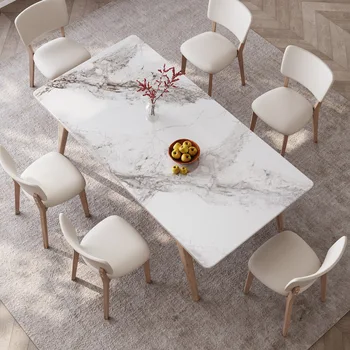 Mesa de jantar retangular de família moderna, simples, de madeira maciça mesa de jantar e cadeira combinação de 1,4 m 1.6 mesa de jantar
