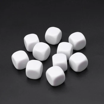 H4GF 10Pcs/Pack Novo Acrílico Branco em Branco Dado de Ensino Adereços Jogo de Acessórios para Ferramentas Matemáticas Canto Arredondado