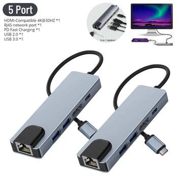 USB C Hub HDMI RJ45 Ethernet USB 3.0 2.0 PD Portas de Carga Multi Divisor de Adaptador para Xiaomi 10 MacBook, iPad, Samsung S20